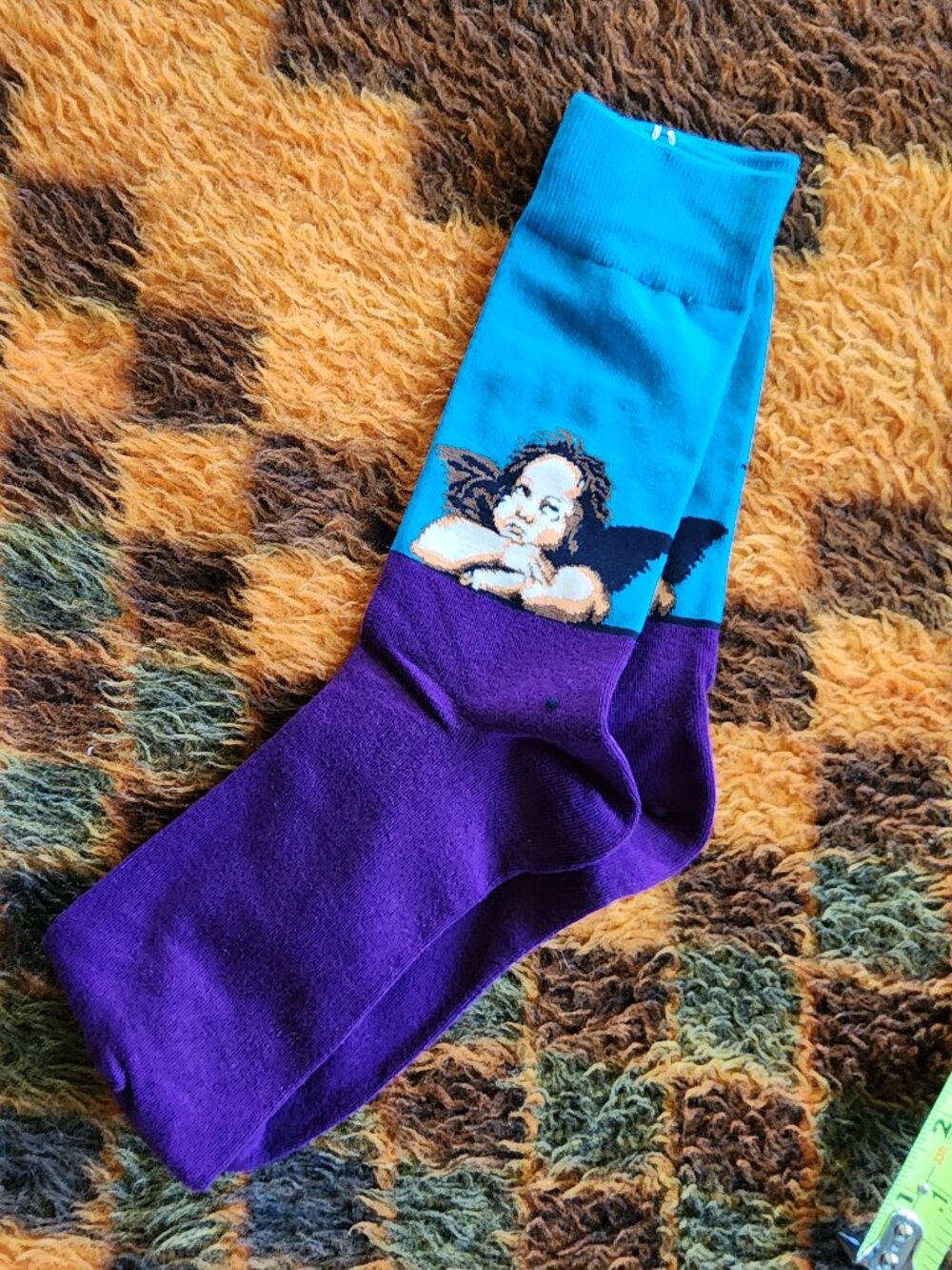 New Hsell Renaissance Cherub Angel Socks – Blue & Purple Crew Sock Pair